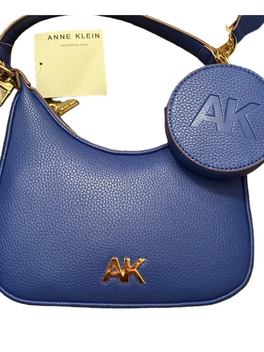 Anne Klein Royal Blue Pebbled Leather Crossbody with Coin Pouch